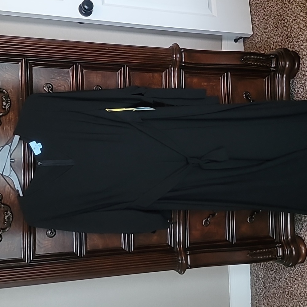 CeCe wide legged, dressy, romper with belt and decorative tie on arms, size 16W